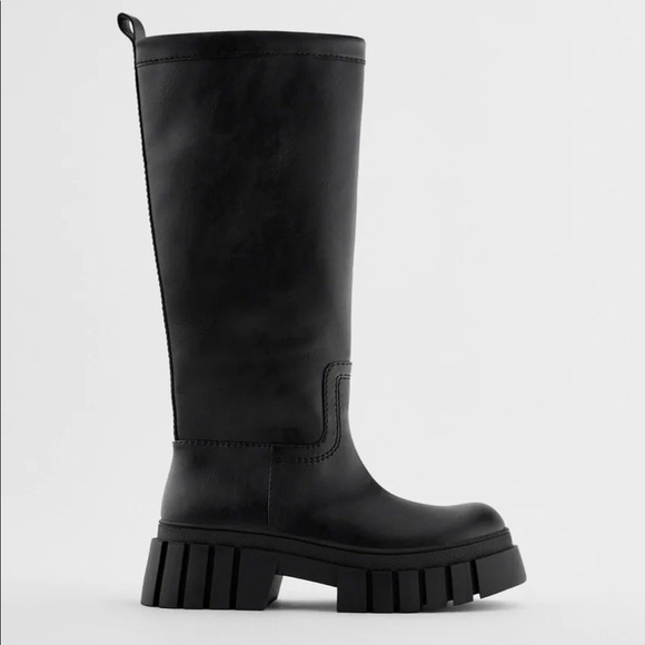 ZARA LEATHER LUG SOLE BOOTS - Picture 2 of 16